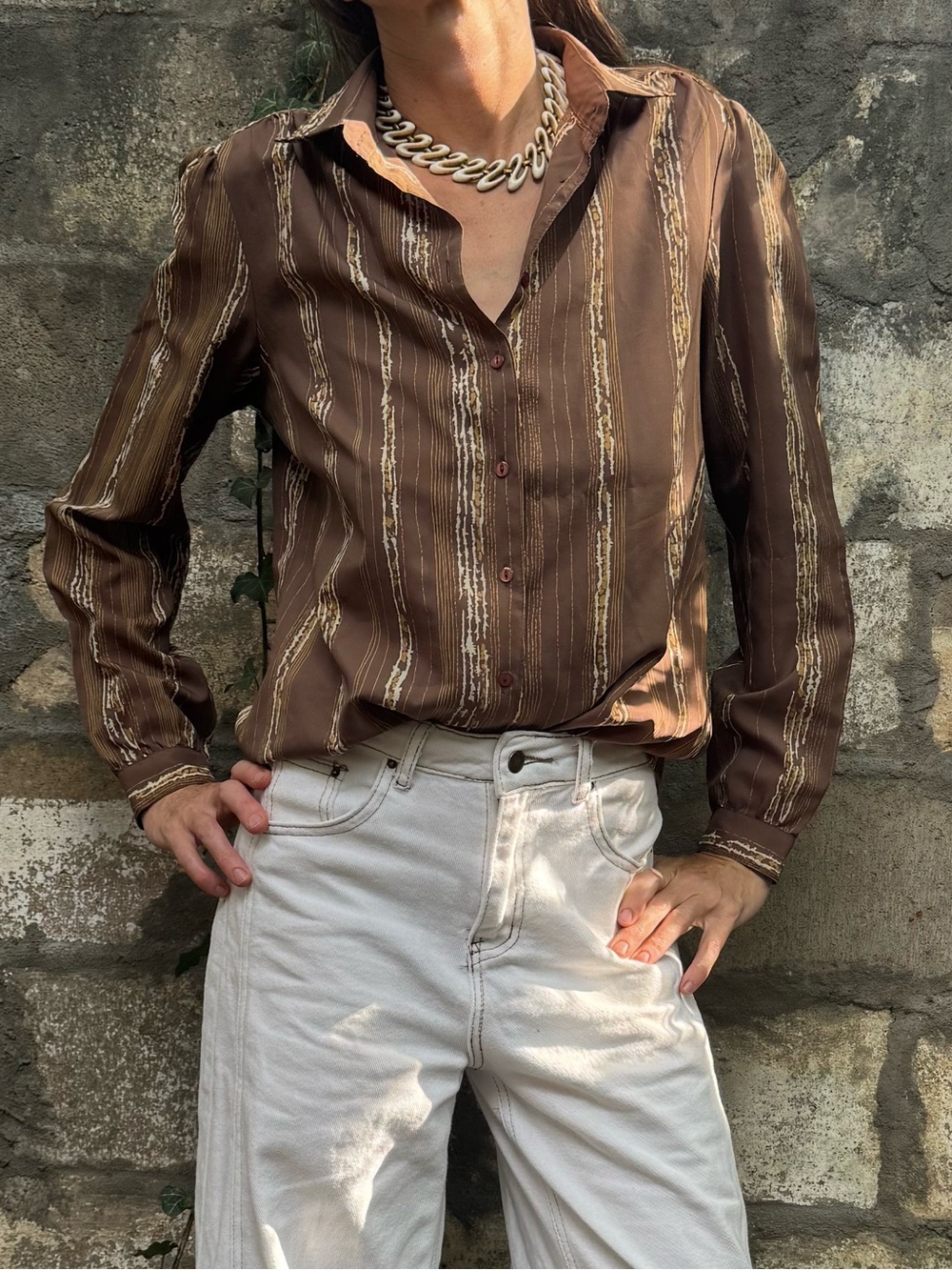 VTG Blouse with Tree Bark Type Pattern - Picture 6 of 16